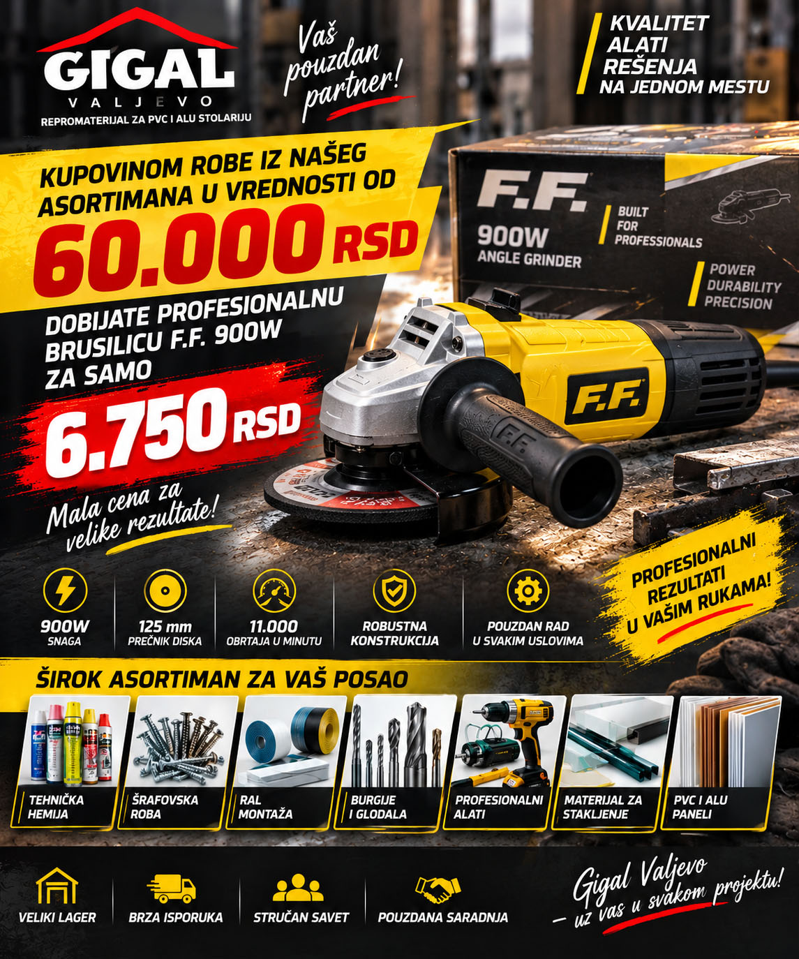 F.F. brusilica 900 W po akcijskoj ceni uz kupovinu preko 60.000 dinara